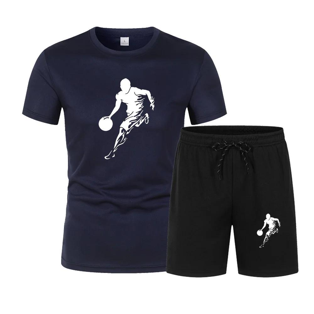 Men's Summer Mesh Jogging Set: Short-Sleeved T-shirt + Sports Shorts - Fashionable Casual Sportswear