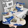 Mode Tenis Graffiti Personalisierte Männer Schuh 2024 Herbst Männer Sport Schuh High Top Canvas Schuh Männer Tennis Trend Skate Schuh Männlichen casual Schuh
