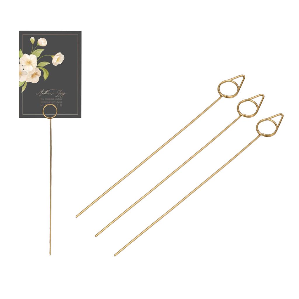 40 PCS Floral Card Holder Picks Gold Cone Shaped Gift Card Bouquet Holders for Photos Memo 150MM