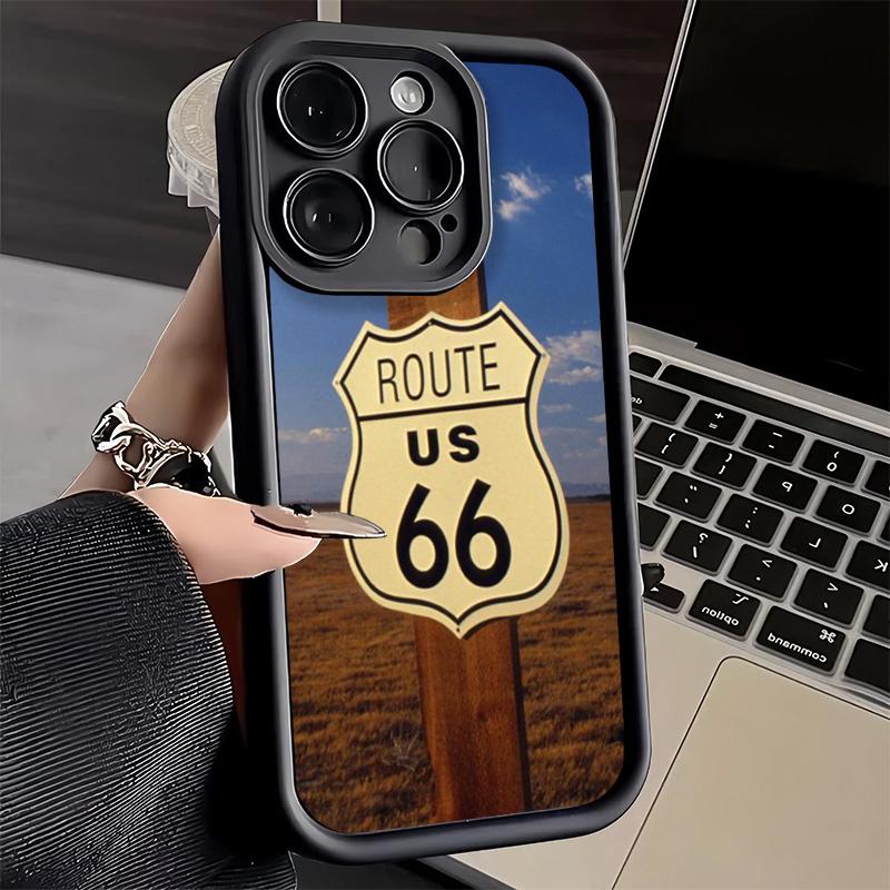 Handyhülle für iPhone 17 Air 16E 15 16 Pro Max America Route 66 Cover 14 Plus 13 12 Mini Weiche Silikonhülle Fundas