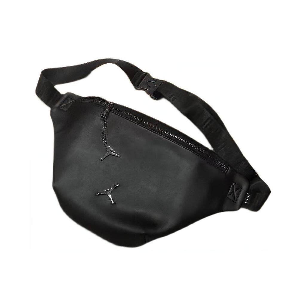 Jordan Air Logo Trendy Sports Leather Crossbody Waist Bag Unisex bags Black DR2919-010