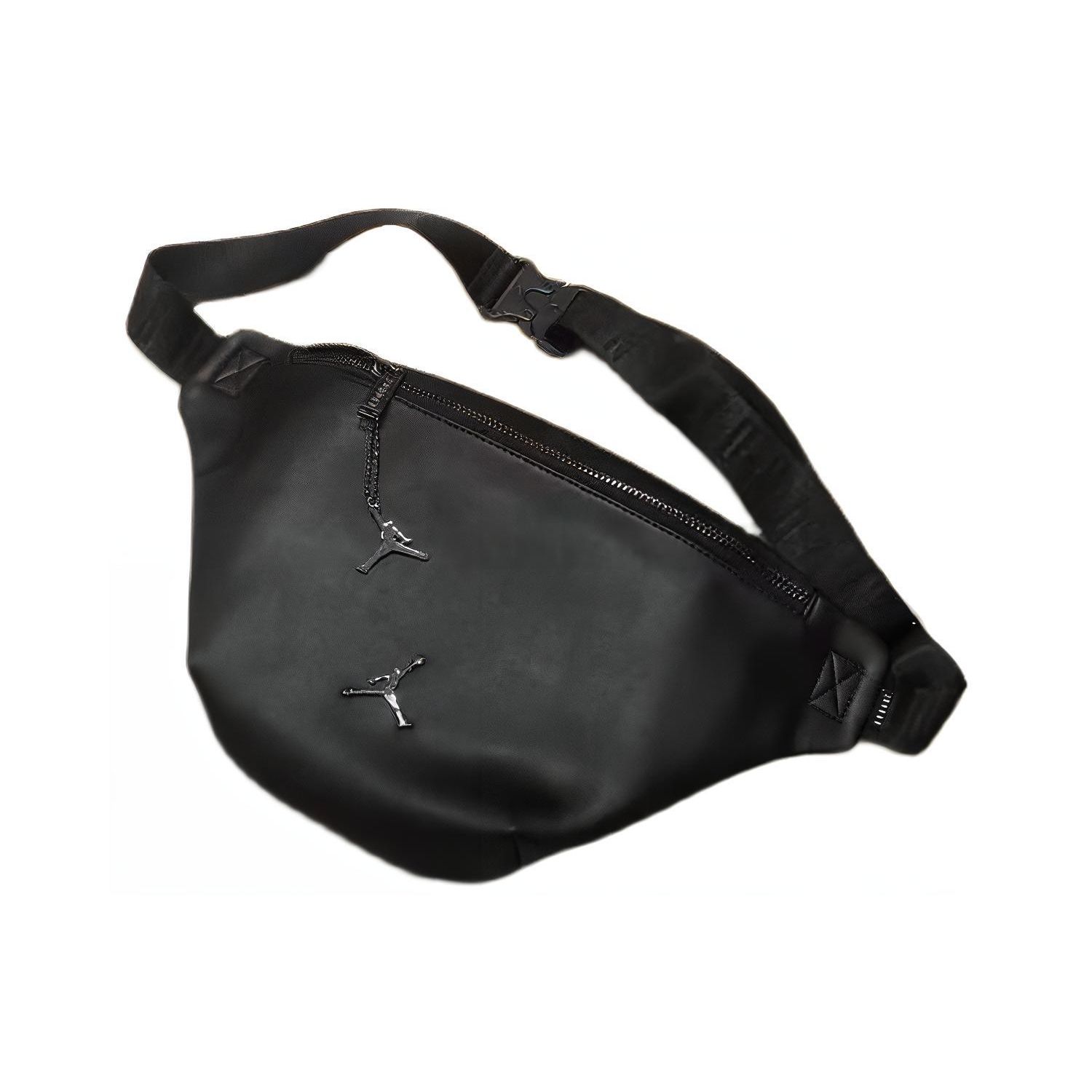 Jordan Air Logo Trendy Sports Leather Crossbody Waist Bag Unisex bags Black DR2919-010 Black