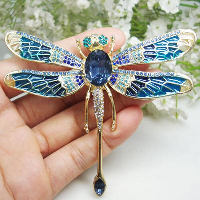 Shell Reversnadel Mode Spezifisches Design Accessori Blauer Kristall Strass Klassische Libelle Insekt Anhänger Frau Brosche Anstecknadel Geschenk