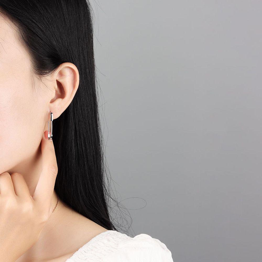 Fashion Design Lady Party Solid Color Pin Ear Buckle Copper Korean Hoop Earrings Women Earrings