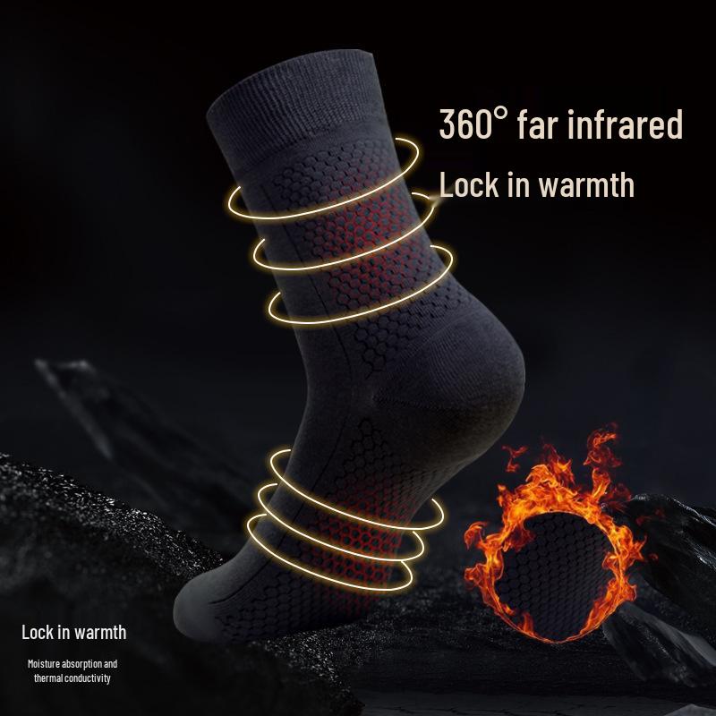 Ginger Graphene Men's 7th Gen Antibacterial Business Mid-Calf Socks, Breathable, Sweat-Absorbent Cotton for Autumn/Winter