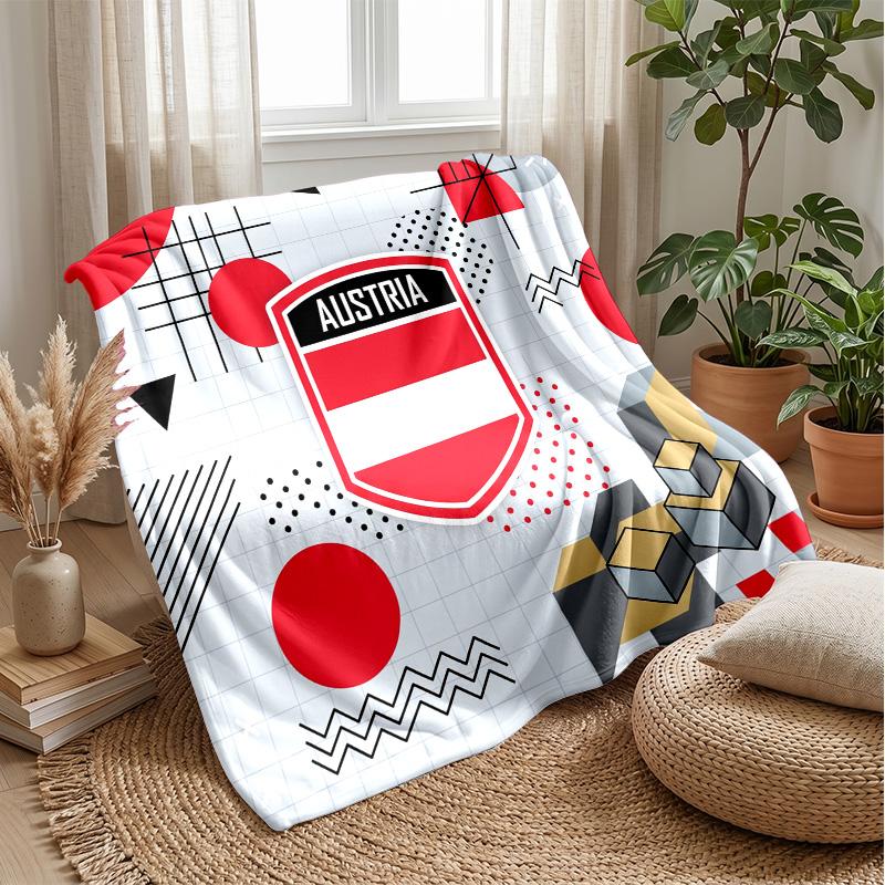 Austria Football Printed Flannel Blanket Skin Friendly Warm Decorative Throw for Indoor Couch Bed Daily Use