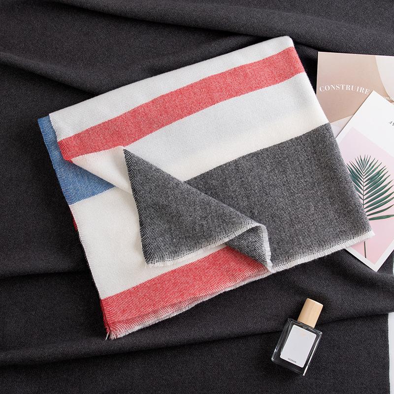 

New herringbone pattern monochrome versatile imitation cashmere scarf women s simple casual style fringed warm shawl 185*70cm