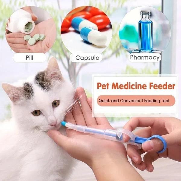 1 Set Pet Pills Applicator Cat Dogs Syringe Medicine Water Milk Feeder Insect Repellent Supplies Can Clip Pills Pet Water Feeder