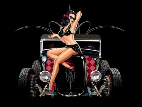 

Car Pin Up Devil retro vintage style metal signplaque man cave shed garageAluminum 20x30cm（7.8x11.8inch）