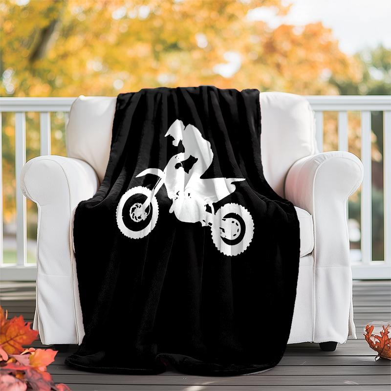 Coperta a Tema Stampata con Motivi di Moto da Fuoristrada - Perfetta per Divano, Letto, Viaggi e Uso Esterno | Lavabile in Lavatrice, Accogliente e Resistente.