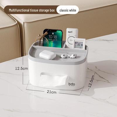 Plastic Desktop Tissue Box and Storage Organizer
