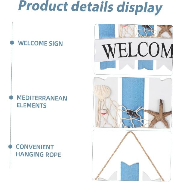 Zerodeko Door Handle Welcome Sign Front Door Hanging Sign Coastal Wall Art Decorative Door Board Farmhouse Welcome Sign Mediterranean Door Sign