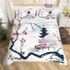 Cherry Blossoms Duvet Cover King for Women Ink Painting Black White Comforter Cover Romantic Theme Bedding Set with 2 Pillowcase