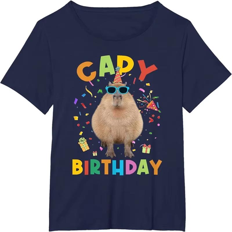 Cute Capybara Pattern T Shirts Funny Summer Short Sleeve Funny Animals Printed Tshirt Casual Oversized Men Women O Neck Tees