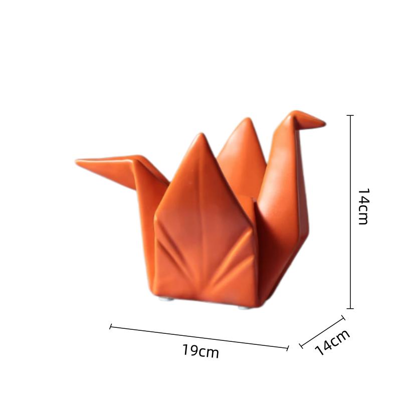 Ceramic Handicrafts Silver Paper Crane Geometric Bird Sculpture Origami Decorative Figurines Home Decoration Accessories