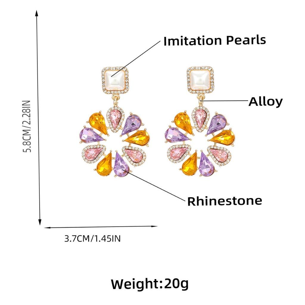 Pinkdudu Fashion Colorful Flower Drop Earrings Personality Elegant Trendy Alloy Rhinestone Earrings Jewelry Gift for Women PD1755