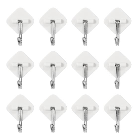 

12 шт. настенных крючков, самоклеящихся, с хорошей грузоподъемностью, пластиковые универсальные крючки для одежды, столовых приборов, полотенец, органайзеров для дома C