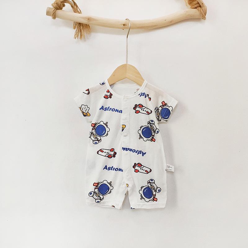 Summer Baby Bamboo Bodysuit: Lightweight, Breathable Short Sleeve Coverall for 3-24 Months
