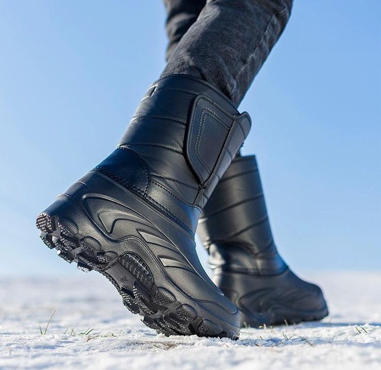 Herren Leichte Wasserdichte Winter Angelstiefel: Warmes Fleecefutter, Rutschfest, Verdickt, Baumwolle bis zur mittleren Wade
