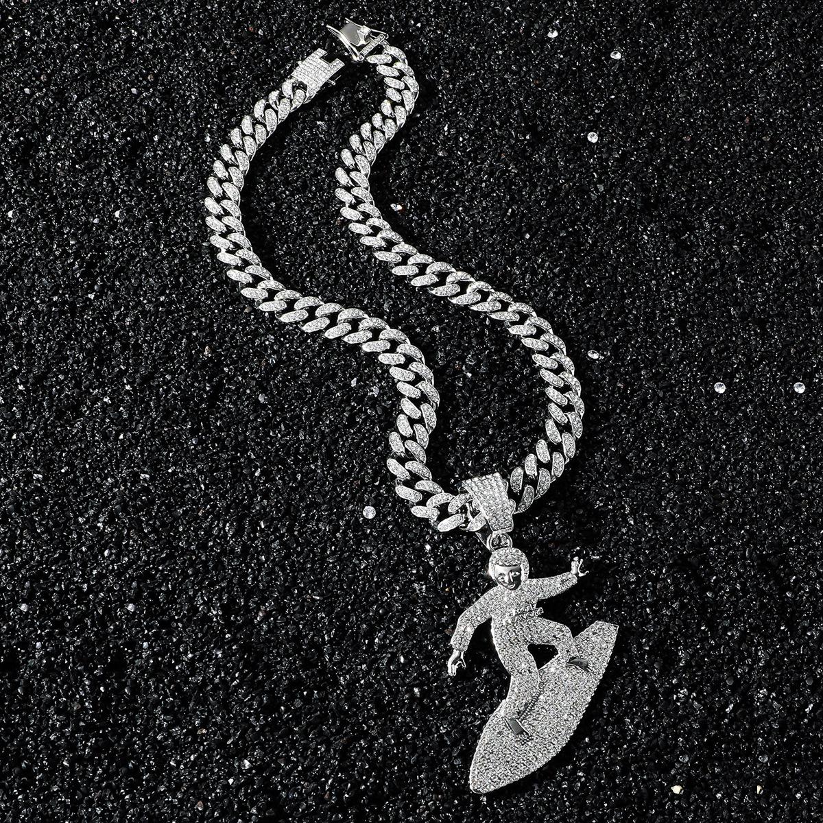 

Подвеска-цепочка с изображением скейтбордиста-мальчика в виде дракона, европейская и американская мужская цепочка, персонализированное ожерелье в стиле хип-хоп