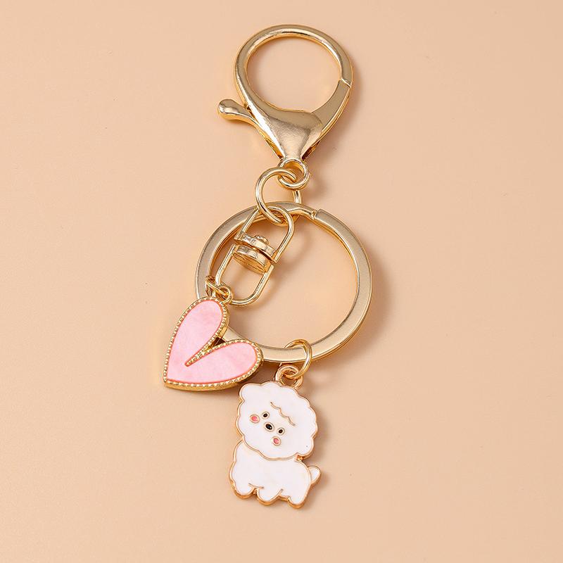 Cute Enamel Puppy Dog Keychain Cartoon Animal Key Ring Pendant for Women Girl Handbag Decor DIY Handmade Jewelry Gift
