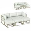 Garden Daybed, 6 Piece Outdoor Sectional Sofa Set, Aluminium Patio Conversation Furniture Set with Coffee Table
