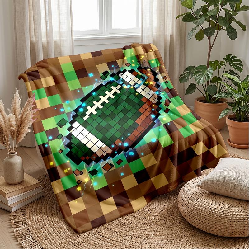Neon Soccer Player Theme blanket Lightweight Warm Flannel Blanket Decorative Throw Blanket for Home Decoration