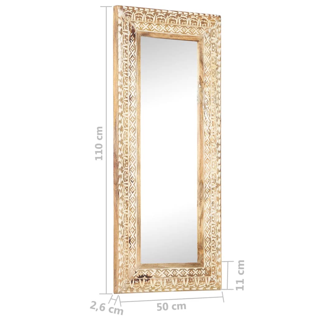 Hand Carved Mirror 110x50x2.6 cm Solid Mango Wood