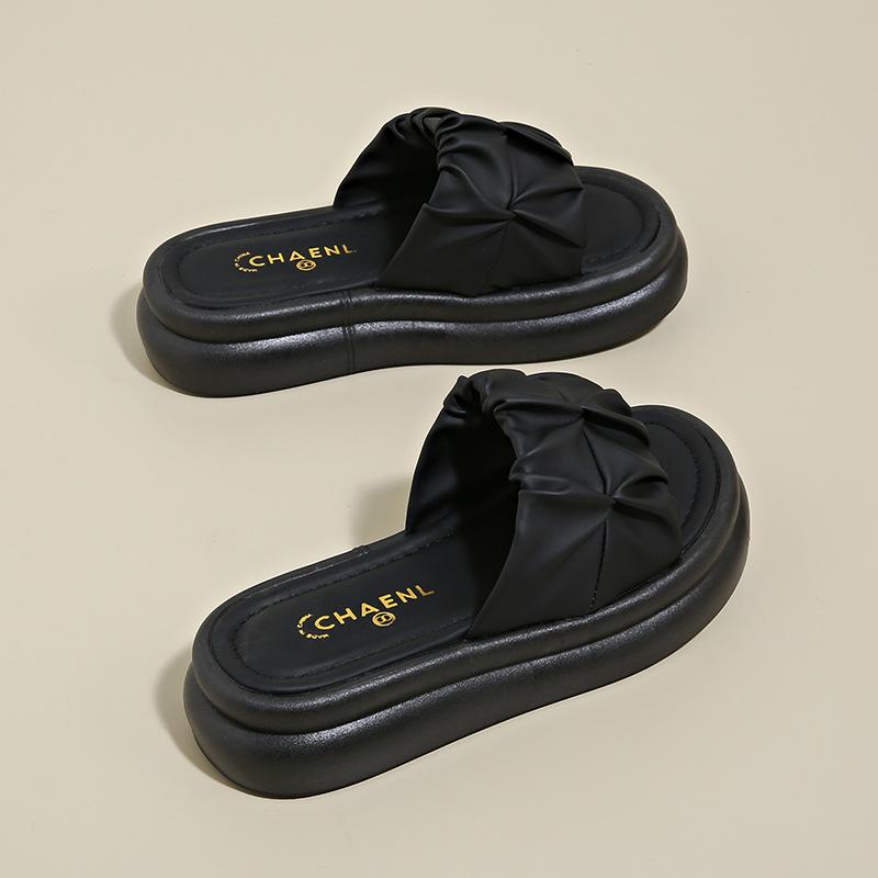 One-word Slippers Women's Beach Wear Fashion Casual Platform Slippers Women's 2025 Summer New Comfortable Fairy Sandals