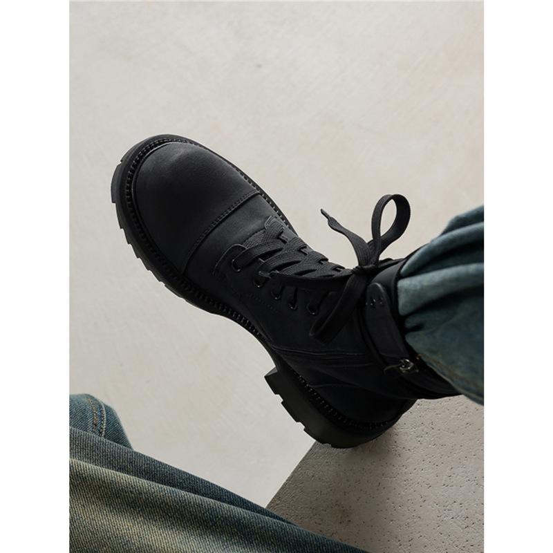 Travel Leather Brown Sweet Cool Middle Heel Martin Boots Women's Summer Xinjiang Boots 2025 New British Lace-up Short Boots