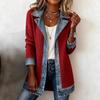 Women's Elegant Fashion Slim Fit Long Sleeve Splice Jacket, Casual Versatile Outerwear for Spring and Autumn