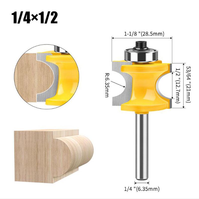 6mm Shank 1/4inch Shank Half Round Bit Convex Edging Bits for Wood End Mill Woodworking Tool Industrial Grade Milling Cutter