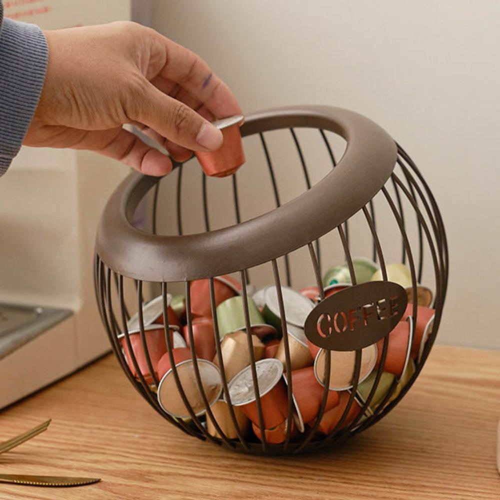 IJzeren Koffiepadhouder Grote Capaciteit Multifunctioneel Espresso Capsule Houder Container Snack Fruit Organizer