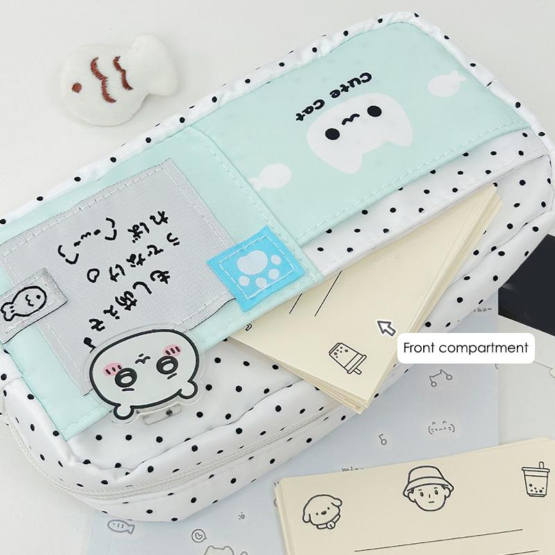 Kreskówkowy Uroczy Kot w Kropki Piórnik Duża Pojemność Wielowarstwowa Torba na Artykuły Szkolne Piórniki Artykuły Szkolne dla Uczniów