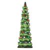 Glowing Christmas Tree Sculpture Resin Holiday Tree Desk Ornament with LED Light For Tabletop Mantels Holiday Decoration