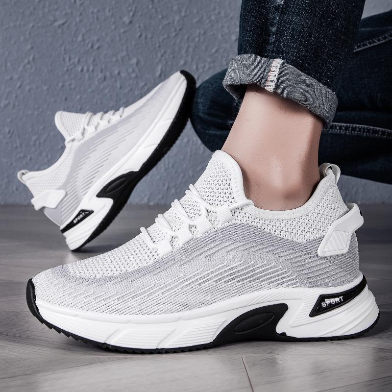 Men's Fly-knit Mesh Lightweight Walking Shoes - Invisible Height Boost Sneakers for Summer and Outdoor Sports