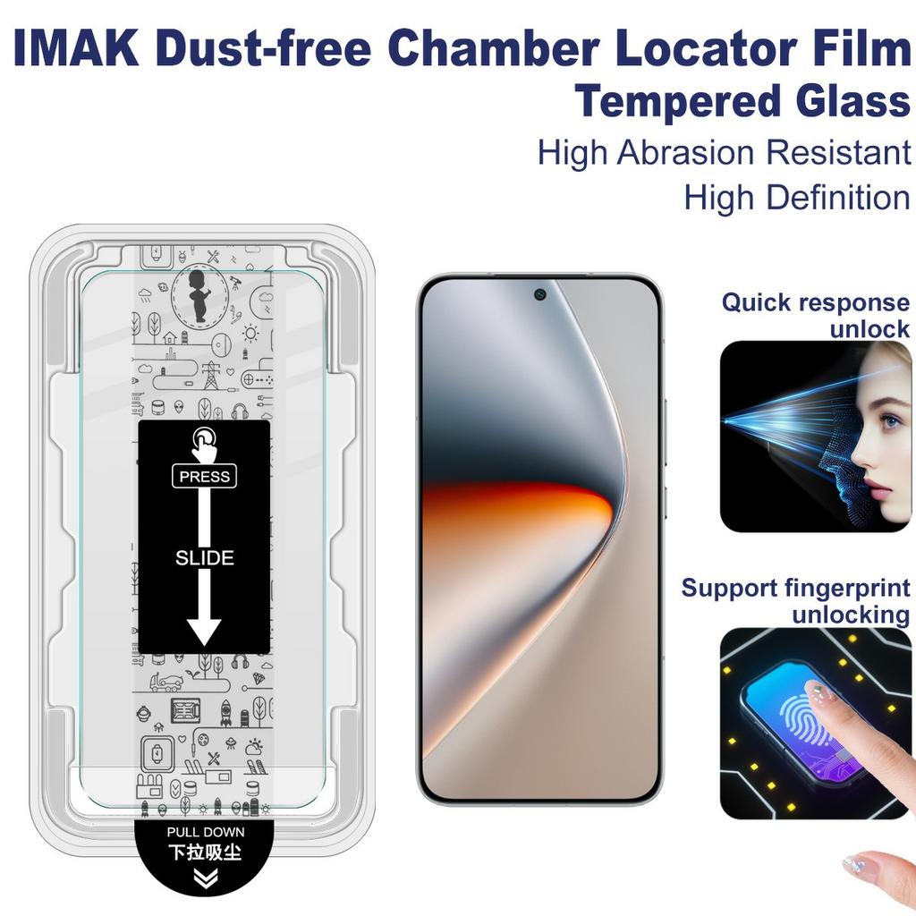 IMAK Seria H Dla Honor GT Pro Szkło Hartowane Ochraniacz Ekranu Folia Instalacyjna Bez Pyłu (Odblokuj odcisk palca)