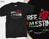 FREE Palestine Arabic Rose Art T-shirt Arab Gifts Anti War Human Rights Activist