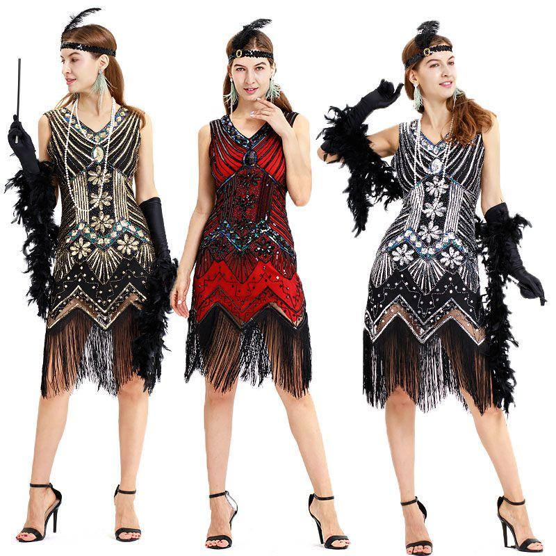 Elegant Gatsby Flapper Beaded Vintage Fringe Sequin Sleeveless Women Party Dresses For Timeless Style