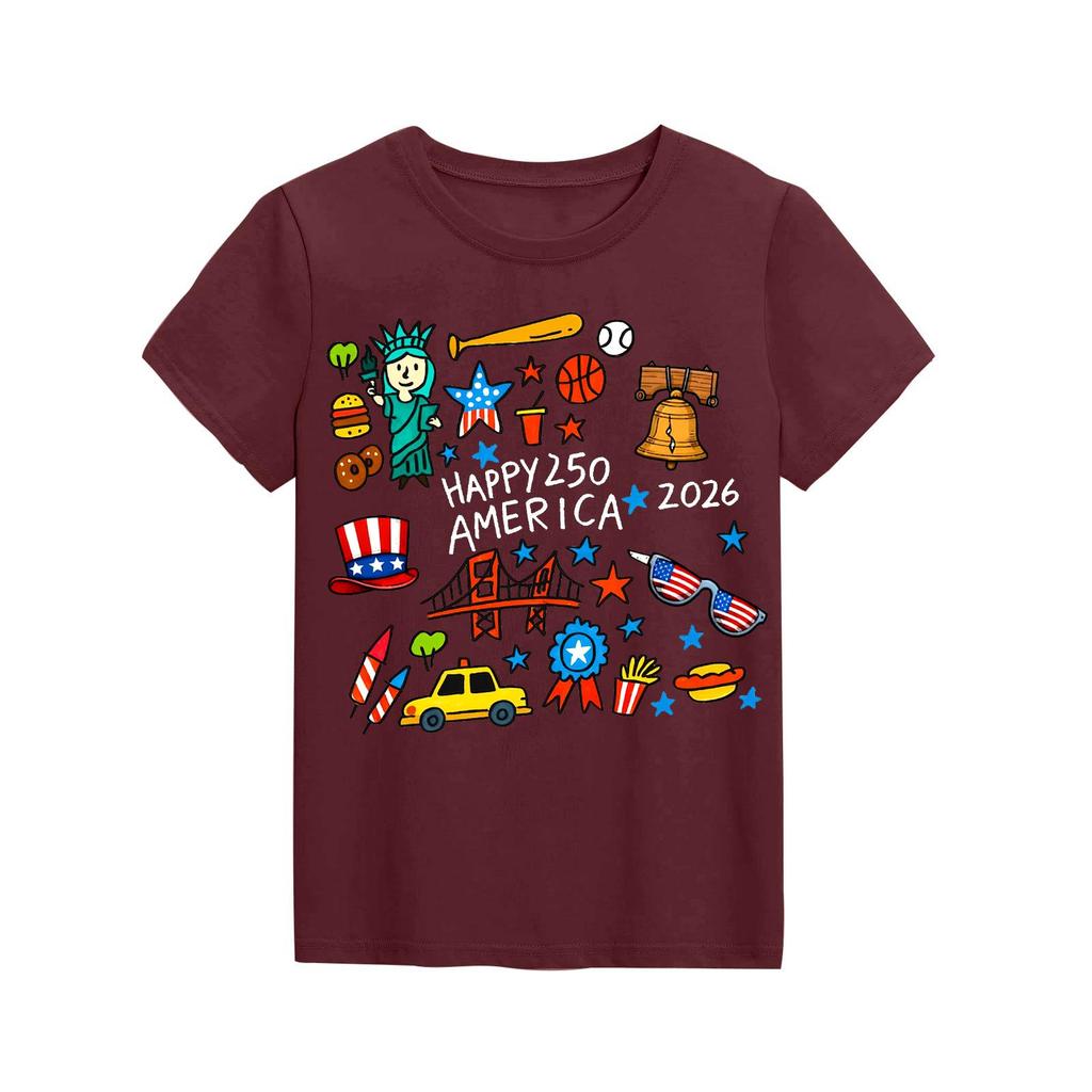Modieuze tops met ronde hals, korte mouwen en print voor kinderen, zomertops