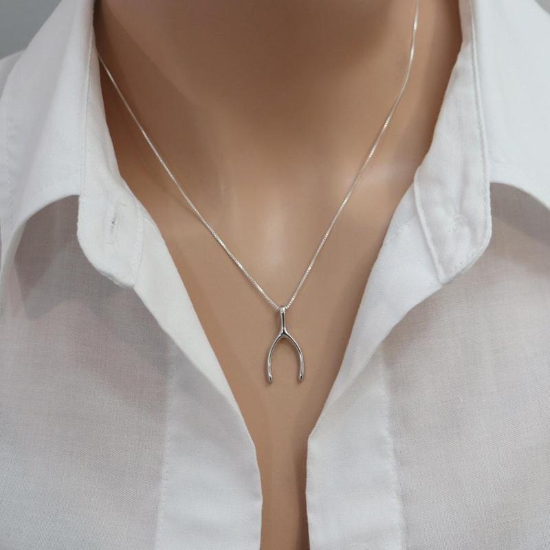 Huitan Glücksbruch Wunschknochen Halskette für Damen Einfacher Y-förmiger Anhänger Thanksgiving Geschenk Halsketten Statement Damenschmuck