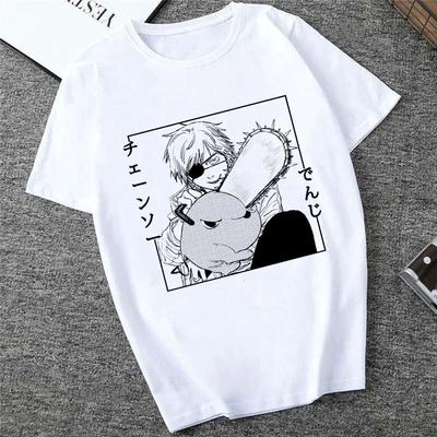 Harajuku Tops Anime Tshirt Unisex Chainsaw Men T Shirt Women Funny Cartoon Pochita Makima T-shirt Graphic Tees Tops Female 90