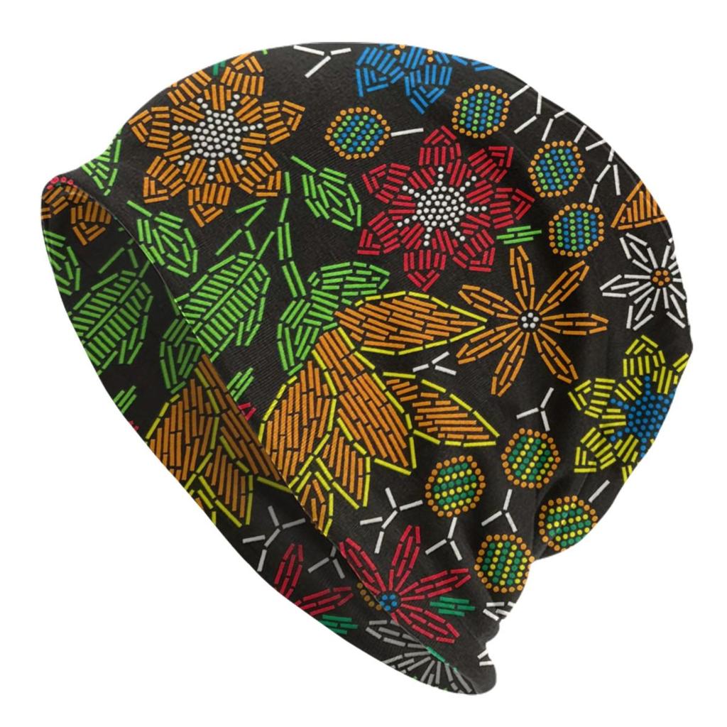Custom African Ethnic Ankara Pattern Skullies Beanies Caps Unisex Winter Warm Knitting Hat Adult Bonnet Hats Outdoor Ski Cap