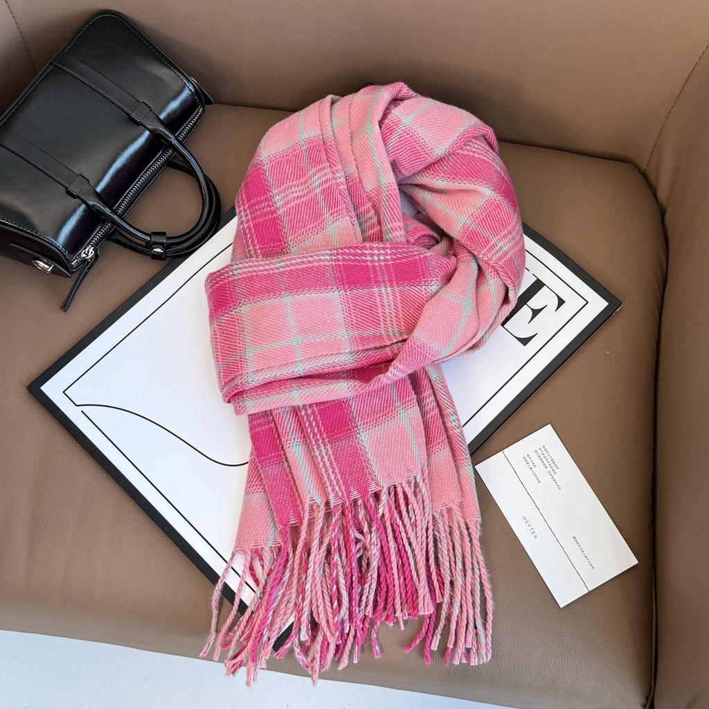 Elegant Red Plaid Scarf: Versatile High-End Shawl for Winter and Autumn