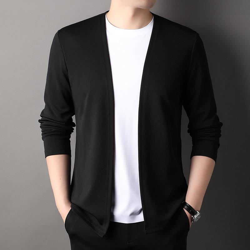 KAIDINGSEN Men's Autumn Knitted Cardigan - Solid Color, Lightweight Korean Style Outerwear