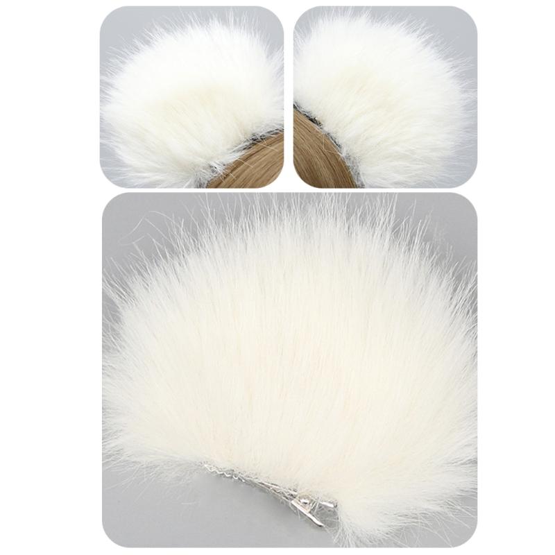 Simulation Bear Ear Hair Clip for Cosplay Party Furry Faux Furs Ear Hair Clip Halloween Party RolePlay Maid Barrettes