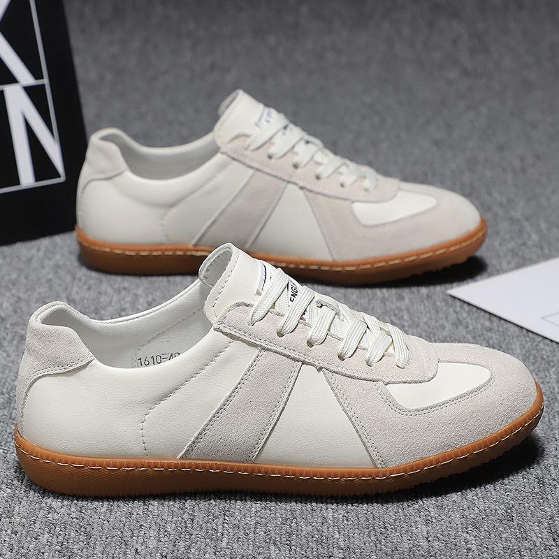Leather men's shoes spring new men's pigskin casual shoes board shoes versatile breathable trend non-slip breathable white shoes