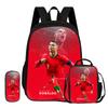 Zaino Sportivo Calcio Set 3 Pezzi Ronaldo Zaino Scolastico Imparare, Borsette da Viaggio per Matite, Borsa Pranzo, Zaino Stella del Calcio