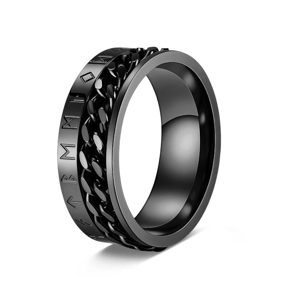 Men's Hip Hop Rotating Chain Titanium Steel Ring Personality Trendy Single Pinky Ring Student Fashion Jewelry