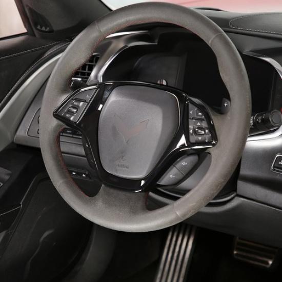Glossy Black Steering Wheel Cover Molding Trim For Corvette C7 2014-19